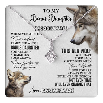 Alluring Beauty Necklace 14K White Gold Finish | 1 | Personalized To My Bonus Daughter Gifts Necklace From Stepmom Whenever Wolf Unique Birthday For Stepdaughter Graduation Christmas Custom Gift Box Message Card | https://teecentury.
