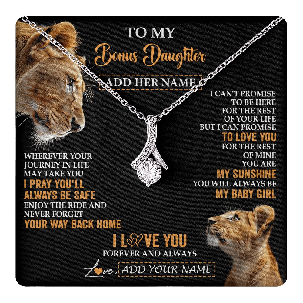 Alluring Beauty Necklace 14K White Gold Finish | 1 | Personalized To My Bonus Daughter Gifts Necklace From Stepmom Wherever Your Journey In Life Lion Stepdaughter Birthday Gifts Christmas Gift Box Message Card | https://teecentury.