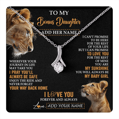 Alluring Beauty Necklace 14K White Gold Finish | 1 | Personalized To My Bonus Daughter Gifts Necklace From Stepmom Wherever Your Journey In Life Lion Stepdaughter Birthday Gifts Christmas Gift Box Message Card | https://teecentury.