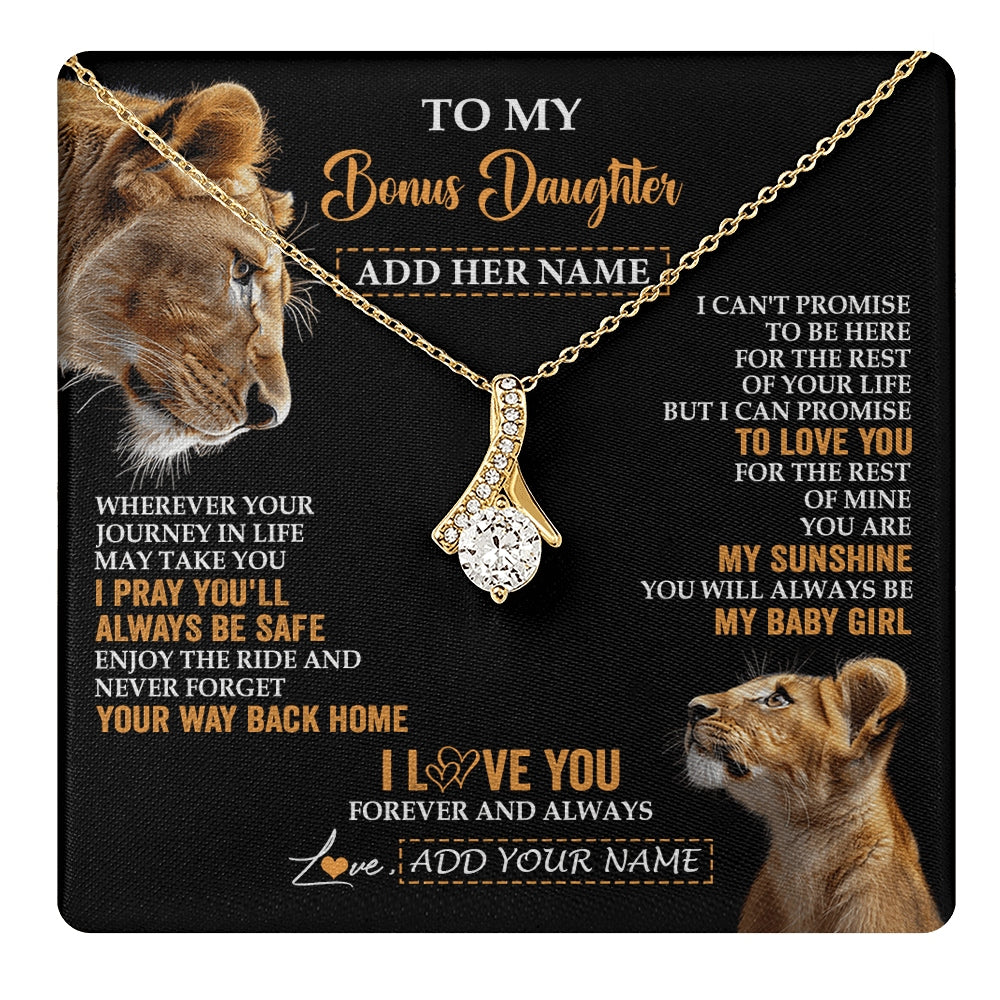 Alluring Beauty Necklace 18K Yellow Gold Finish | 1 | Personalized To My Bonus Daughter Gifts Necklace From Stepmom Wherever Your Journey In Life Lion Stepdaughter Birthday Gifts Christmas Gift Box Message Card | https://teecentury.