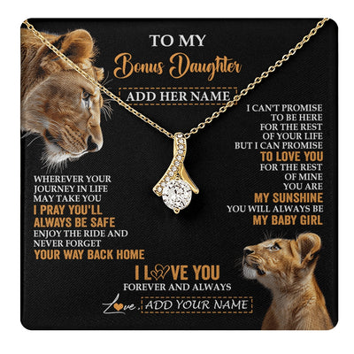 Alluring Beauty Necklace 18K Yellow Gold Finish | 1 | Personalized To My Bonus Daughter Gifts Necklace From Stepmom Wherever Your Journey In Life Lion Stepdaughter Birthday Gifts Christmas Gift Box Message Card | https://teecentury.