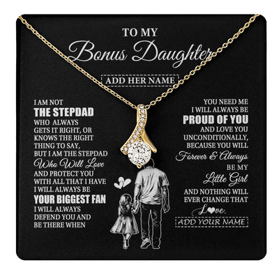 Alluring Beauty Necklace 18K Yellow Gold Finish | 1 | Personalized To My Bonus Daughter Necklace From Stepdad Biggest Fan Birthday Gifts For Stepdaughter From Stepfather Christmas Custom Gift Box Message Card | teecentury.myshopify