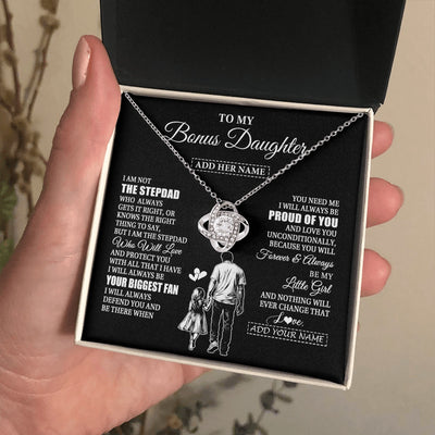 Love Knot Necklace 14K White Gold Finish | 2 | Personalized To My Bonus Daughter Necklace From Stepdad Biggest Fan Birthday Gifts For Stepdaughter From Stepfather Christmas Custom Gift Box Message Card | teecentury.myshopify