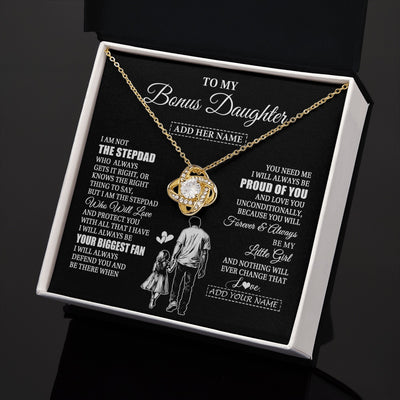 Love Knot Necklace 18K Yellow Gold Finish | 2 | Personalized To My Bonus Daughter Necklace From Stepdad Biggest Fan Birthday Gifts For Stepdaughter From Stepfather Christmas Custom Gift Box Message Card | teecentury.myshopify
