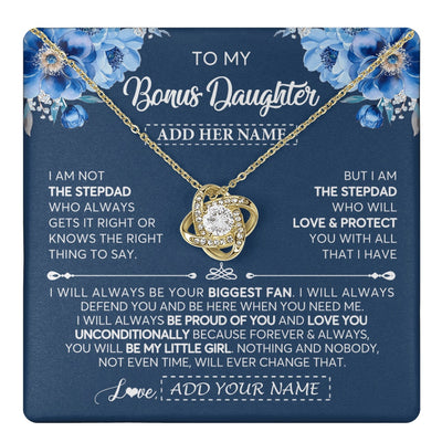 Love Knot Necklace 18K Yellow Gold Finish | 1 | Personalized To My Bonus Daughter Necklace From Stepdad Proud Of You Birthday Gifts For Stepdaughter Jewelry Gifts Christmas Custom Gift Box Message Card | https://teecentury.