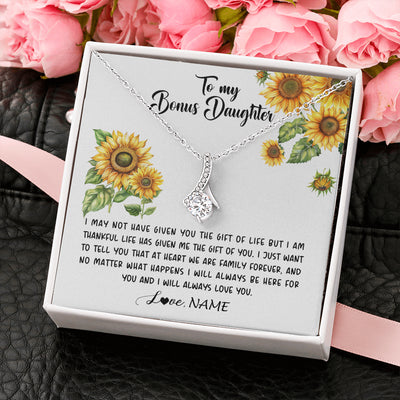Alluring Beauty Necklace 14K White Gold Finish | 2 | Personalized To My Bonus Daughter Necklace From Stepdad Stepmom Sunflower Unbiological Daughter Stepdaughter On Her Birthday Gifts Christmas Message Card | teecentury
