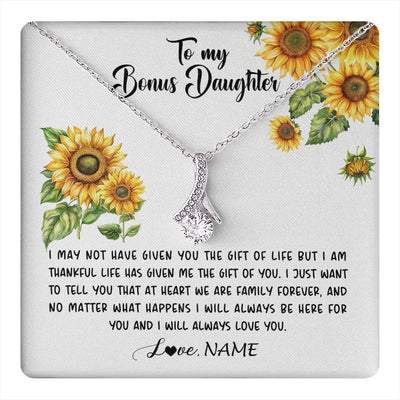Alluring Beauty Necklace 14K White Gold Finish | 1 | Personalized To My Bonus Daughter Necklace From Stepdad Stepmom Sunflower Unbiological Daughter Stepdaughter On Her Birthday Gifts Christmas Message Card | teecentury