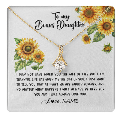 Alluring Beauty Necklace 18K Yellow Gold Finish | 1 | Personalized To My Bonus Daughter Necklace From Stepdad Stepmom Sunflower Unbiological Daughter Stepdaughter On Her Birthday Gifts Christmas Message Card | teecentury