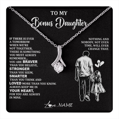 Alluring Beauty Necklace 14K White Gold Finish | 1 | Personalized To My Bonus Daughter Necklace From Stepdad You Are Always In Mine Beautiful Stepddaughter Birthday Graduation Christmas With Gift Box Message Card | teecentury