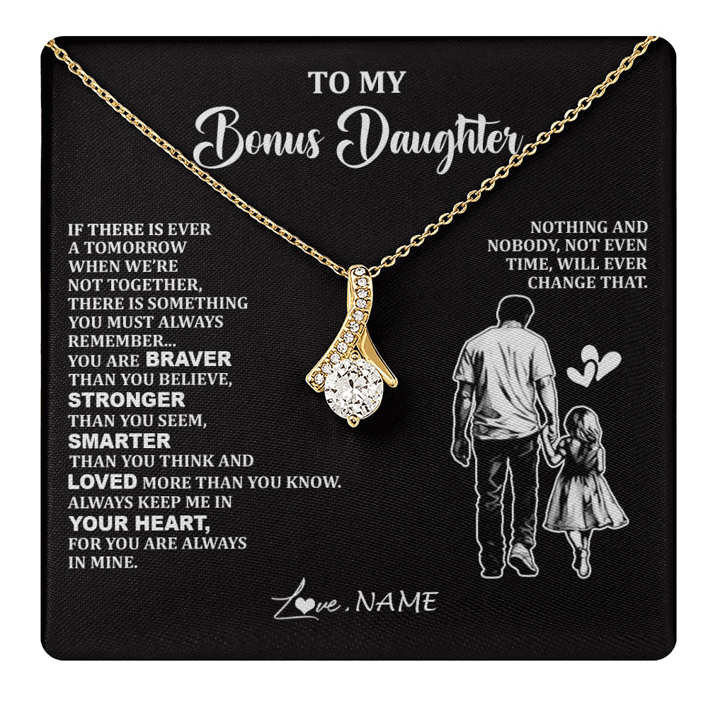 Alluring Beauty Necklace 18K Yellow Gold Finish | 1 | Personalized To My Bonus Daughter Necklace From Stepdad You Are Always In Mine Beautiful Stepddaughter Birthday Graduation Christmas With Gift Box Message Card | teecentury