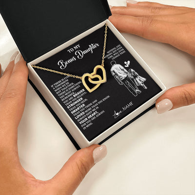 Interlocking Hearts Necklace 18K Yellow Gold Finish | 2 | Personalized To My Bonus Daughter Necklace From Stepdad You Are Always In Mine Beautiful Stepddaughter Birthday Graduation Christmas With Gift Box Message Card | teecentury