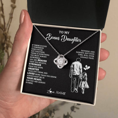 Love Knot Necklace 14K White Gold Finish | 2 | Personalized To My Bonus Daughter Necklace From Stepdad You Are Always In Mine Beautiful Stepddaughter Birthday Graduation Christmas With Gift Box Message Card | teecentury