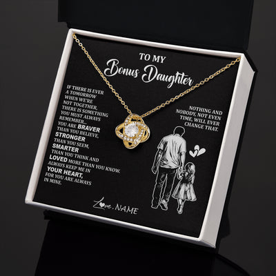 Love Knot Necklace 18K Yellow Gold Finish | 2 | Personalized To My Bonus Daughter Necklace From Stepdad You Are Always In Mine Beautiful Stepddaughter Birthday Graduation Christmas With Gift Box Message Card | teecentury