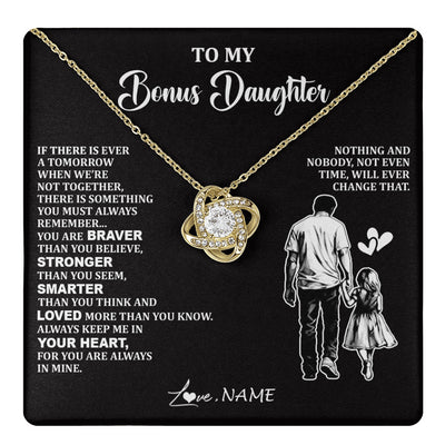 Love Knot Necklace 18K Yellow Gold Finish | 1 | Personalized To My Bonus Daughter Necklace From Stepdad You Are Always In Mine Beautiful Stepddaughter Birthday Graduation Christmas With Gift Box Message Card | teecentury