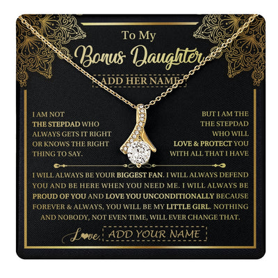 Alluring Beauty Necklace 18K Yellow Gold Finish | 1 | Personalized To My Bonus Daughter Necklace From Stepdad Your Biggest Fan Birthday Gifts For Stepdaughter Gifts Christmas Jewelry Custom Gift Box Message Card | teecentury.myshopify