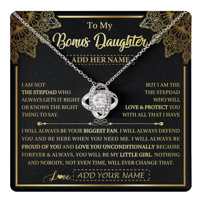 Love Knot Necklace 14K White Gold Finish | 1 | Personalized To My Bonus Daughter Necklace From Stepdad Your Biggest Fan Birthday Gifts For Stepdaughter Gifts Christmas Jewelry Custom Gift Box Message Card | teecentury.myshopify