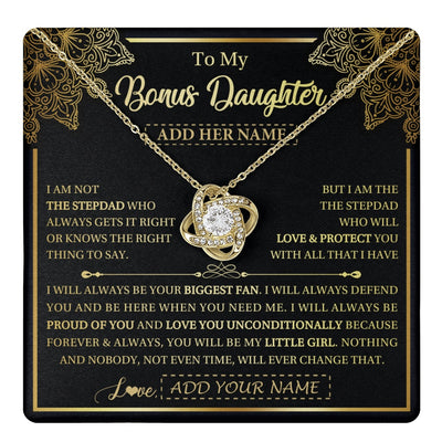 Love Knot Necklace 18K Yellow Gold Finish | 1 | Personalized To My Bonus Daughter Necklace From Stepdad Your Biggest Fan Birthday Gifts For Stepdaughter Gifts Christmas Jewelry Custom Gift Box Message Card | teecentury.myshopify