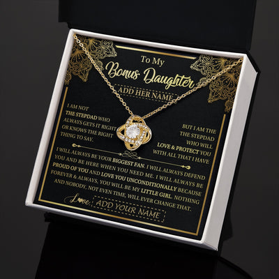 Love Knot Necklace 18K Yellow Gold Finish | 2 | Personalized To My Bonus Daughter Necklace From Stepdad Your Biggest Fan Birthday Gifts For Stepdaughter Gifts Christmas Jewelry Custom Gift Box Message Card | teecentury.myshopify