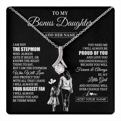 Alluring Beauty Necklace 14K White Gold Finish | 1 | Personalized To My Bonus Daughter Necklace From Stepmom Biggest Fan Birthday Gifts For Stepdaughter From Stepmother Christmas Custom Gift Box Message Card | teecentury.myshopify