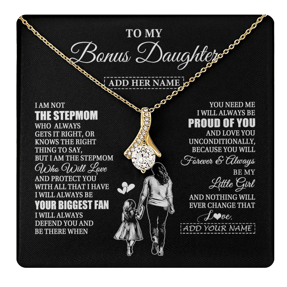 Alluring Beauty Necklace 18K Yellow Gold Finish | 1 | Personalized To My Bonus Daughter Necklace From Stepmom Biggest Fan Birthday Gifts For Stepdaughter From Stepmother Christmas Custom Gift Box Message Card | teecentury.myshopify