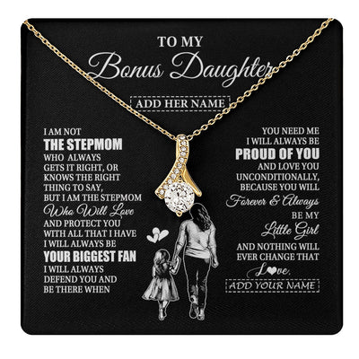 Alluring Beauty Necklace 18K Yellow Gold Finish | 1 | Personalized To My Bonus Daughter Necklace From Stepmom Biggest Fan Birthday Gifts For Stepdaughter From Stepmother Christmas Custom Gift Box Message Card | teecentury.myshopify