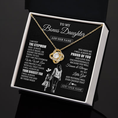 Love Knot Necklace 18K Yellow Gold Finish | 2 | Personalized To My Bonus Daughter Necklace From Stepmom Biggest Fan Birthday Gifts For Stepdaughter From Stepmother Christmas Custom Gift Box Message Card | teecentury.myshopify