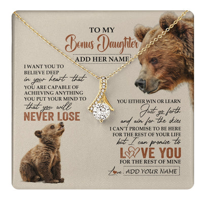 Alluring Beauty Necklace 18K Yellow Gold Finish | 1 | Personalized To My Bonus Daughter Necklace From Stepmom Dad You Will Never Lose Bear Stepdaughter Birthday Gifts Graduation Christmas Gift Box Message Card | teecentury.myshopify