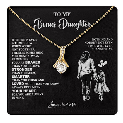 Alluring Beauty Necklace 18K Yellow Gold Finish | 1 | Personalized To My Bonus Daughter Necklace From Stepmom You Are Always In Mine Beautiful Stepddaughter Birthday Graduation Christmas With Gift Box Message Card | teecentury