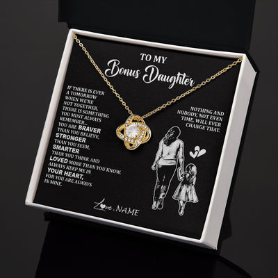 Love Knot Necklace 18K Yellow Gold Finish | 2 | Personalized To My Bonus Daughter Necklace From Stepmom You Are Always In Mine Beautiful Stepddaughter Birthday Graduation Christmas With Gift Box Message Card | teecentury