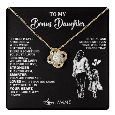 Love Knot Necklace 18K Yellow Gold Finish | 1 | Personalized To My Bonus Daughter Necklace From Stepmom You Are Always In Mine Beautiful Stepddaughter Birthday Graduation Christmas With Gift Box Message Card | teecentury