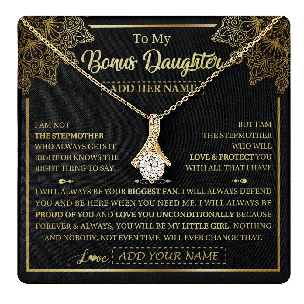 Alluring Beauty Necklace 18K Yellow Gold Finish | 1 | Personalized To My Bonus Daughter Necklace From Stepmom Your Biggest Fan Birthday Gifts For Stepdaughter Gifts Christmas Custom Gift Box Message Card | teecentury.myshopify