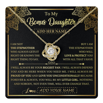 Love Knot Necklace 18K Yellow Gold Finish | 1 | Personalized To My Bonus Daughter Necklace From Stepmom Your Biggest Fan Birthday Gifts For Stepdaughter Gifts Christmas Custom Gift Box Message Card | teecentury.myshopify