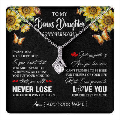 Alluring Beauty Necklace 14K White Gold Finish | 1 | Personalized To My Bonus Daughter Necklace From Stepmother Dad You Will Never Lose Sunflower Stepdaughter Birthday Gifts Christmas Gift Box Message Card | teecentury.myshopify