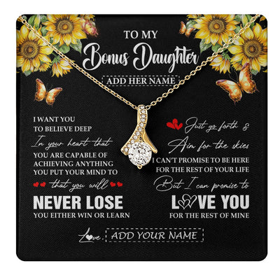 Alluring Beauty Necklace 18K Yellow Gold Finish | 1 | Personalized To My Bonus Daughter Necklace From Stepmother Dad You Will Never Lose Sunflower Stepdaughter Birthday Gifts Christmas Gift Box Message Card | teecentury.myshopify