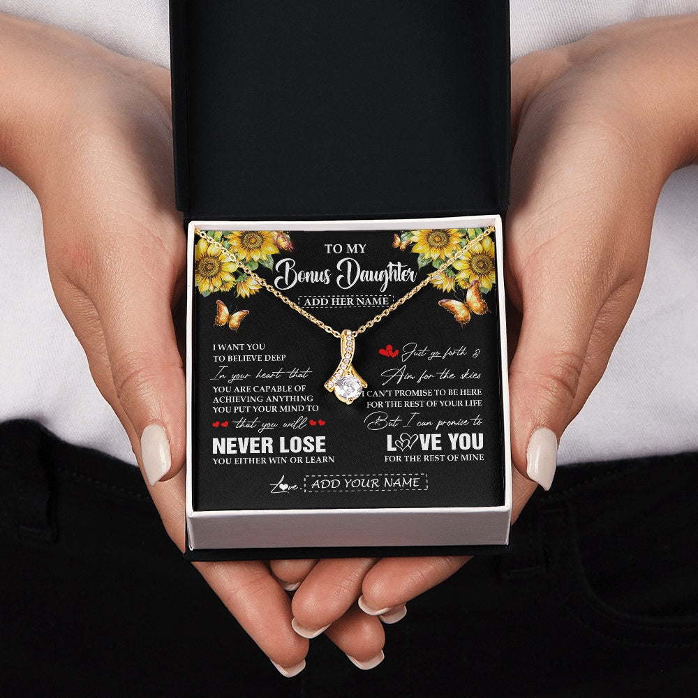 Alluring Beauty Necklace 18K Yellow Gold Finish | 2 | Personalized To My Bonus Daughter Necklace From Stepmother Dad You Will Never Lose Sunflower Stepdaughter Birthday Gifts Christmas Gift Box Message Card | teecentury.myshopify