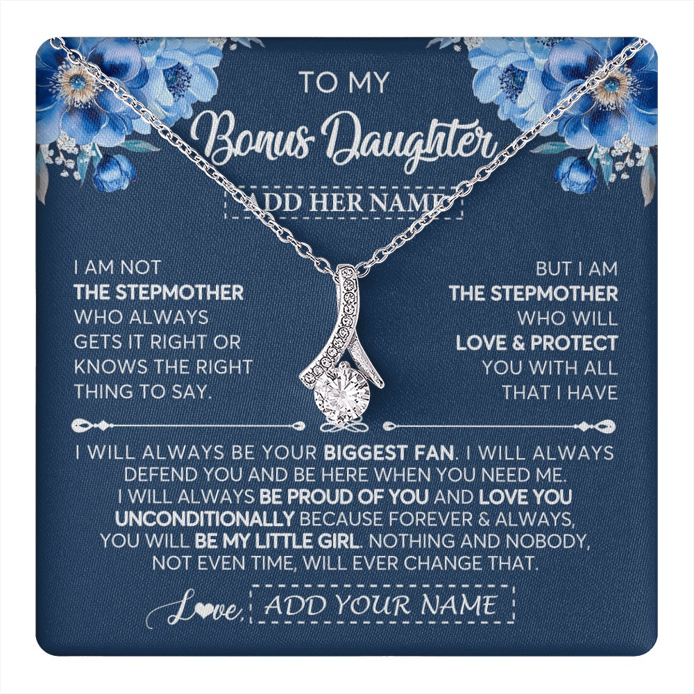 Alluring Beauty Necklace 14K White Gold Finish | 1 | Personalized To My Bonus Daughter Necklace From Stepmother Proud Of You Birthday Gifts For Stepdaughter Jewelry Gifts Christmas Custom Gift Box Message Card | https://teecentury.