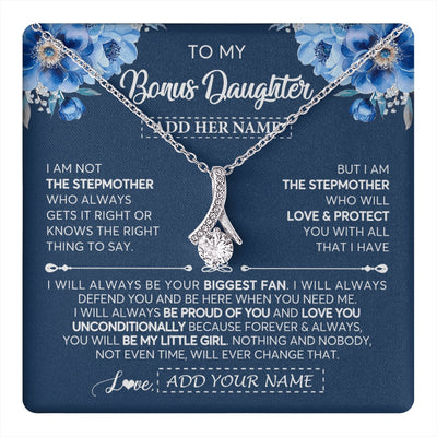 Alluring Beauty Necklace 14K White Gold Finish | 1 | Personalized To My Bonus Daughter Necklace From Stepmother Proud Of You Birthday Gifts For Stepdaughter Jewelry Gifts Christmas Custom Gift Box Message Card | https://teecentury.