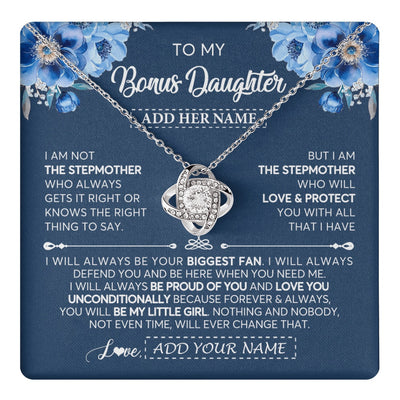 Love Knot Necklace 14K White Gold Finish | 1 | Personalized To My Bonus Daughter Necklace From Stepmother Proud Of You Birthday Gifts For Stepdaughter Jewelry Gifts Christmas Custom Gift Box Message Card | https://teecentury.