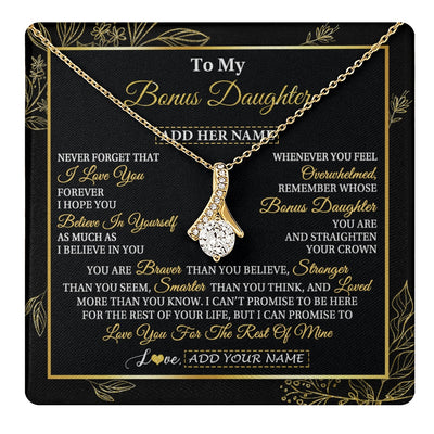 Alluring Beauty Necklace 18K Yellow Gold Finish | 1 | Personalized To My Bonus Daughter Necklace From Stepmother Stepdad I Love You Gift For My Stepdaughter Birthday Gifts Christmas Custom Gift Box Message Card | teecentury.myshopify