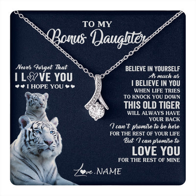 Alluring Beauty Necklace 14K White Gold Finish | 1 | Personalized To My Bonus Daughter Necklace Gift From Stepmom Stepdad This Old Tiger Love You Birthday Graduation Christmas Customized Gift Box Message Card | teecentury.myshopify