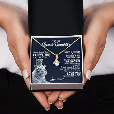 Alluring Beauty Necklace 18K Yellow Gold Finish | 2 | Personalized To My Bonus Daughter Necklace Gift From Stepmom Stepdad This Old Tiger Love You Birthday Graduation Christmas Customized Gift Box Message Card | teecentury.myshopify