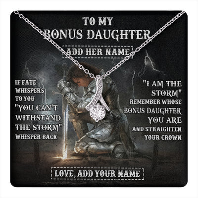 Alluring Beauty Necklace 14K White Gold Finish | 1 | Personalized To My Bonus Daughter Necklace Women Warrior Knights Templar I Am The Storm Best Stepdaughter Birthday Gifts Christmas Gift Box Message Card | teecentury
