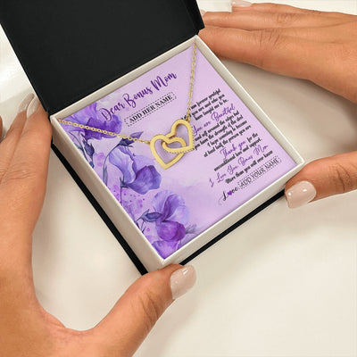 Interlocking Hearts Necklace 18K Yellow Gold Finish | 2 | Personalized To My Bonus Mom Gifts From Stepdaughter Necklace Flower You Are Beautiful Gifts For Stepmom Mothers Day Birthday Christmas Gift Box Message Card | teecentury.myshopify