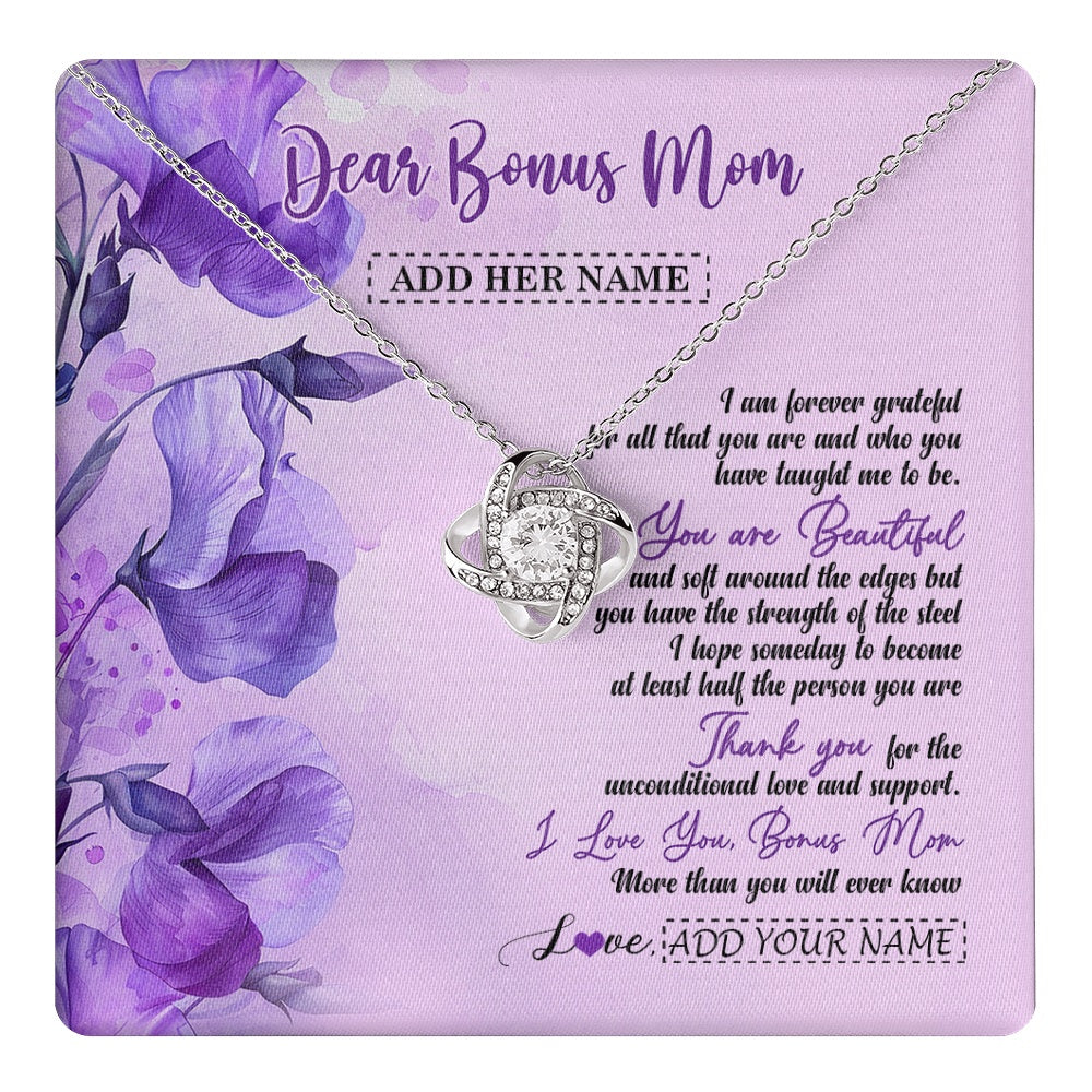 Love Knot Necklace 14K White Gold Finish | 1 | Personalized To My Bonus Mom Gifts From Stepdaughter Necklace Flower You Are Beautiful Gifts For Stepmom Mothers Day Birthday Christmas Gift Box Message Card | teecentury.myshopify