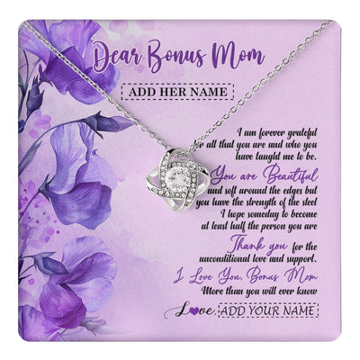 Love Knot Necklace 14K White Gold Finish | 1 | Personalized To My Bonus Mom Gifts From Stepdaughter Necklace Flower You Are Beautiful Gifts For Stepmom Mothers Day Birthday Christmas Gift Box Message Card | teecentury.myshopify