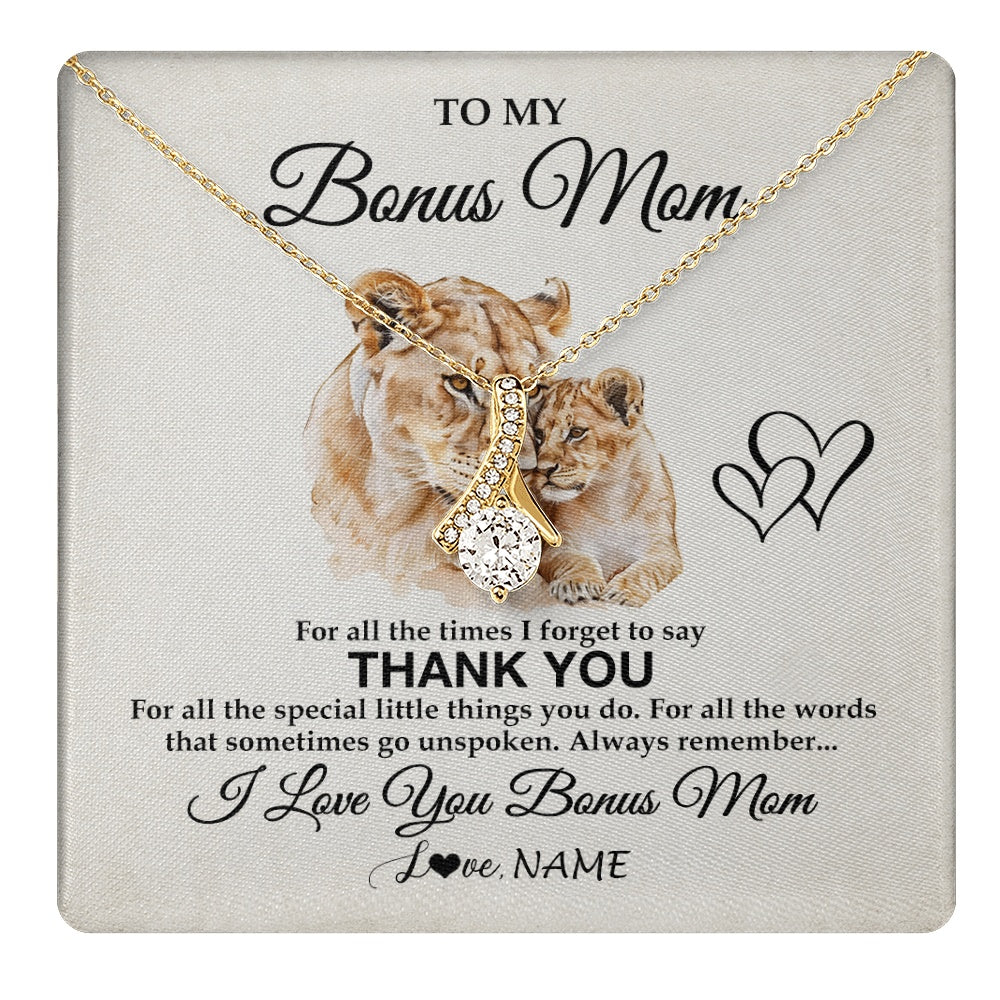 Alluring Beauty Necklace 18K Yellow Gold Finish | 1 | Personalized To My Bonus Mom Necklace From Stepdaughter Thank You Lion Stepmom Gift For Mothers Day Birthday Gift Christmas For Step Mom Gift Box Message Card | teecentury.myshopify