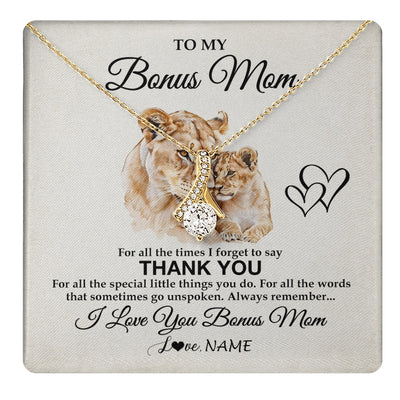 Alluring Beauty Necklace 18K Yellow Gold Finish | 1 | Personalized To My Bonus Mom Necklace From Stepdaughter Thank You Lion Stepmom Gift For Mothers Day Birthday Gift Christmas For Step Mom Gift Box Message Card | teecentury.myshopify