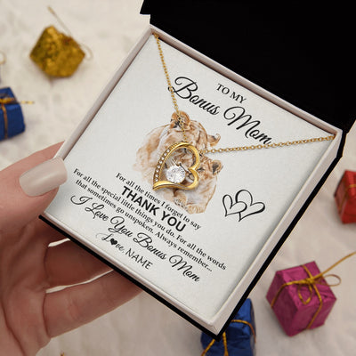 Forever Love Necklace 18K Yellow Gold Finish | 2 | Personalized To My Bonus Mom Necklace From Stepdaughter Thank You Lion Stepmom Gift For Mothers Day Birthday Gift Christmas For Step Mom Gift Box Message Card | teecentury.myshopify