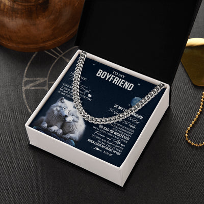 Cuban Link Chain Necklace Stainless Steel | 2 | Personalized To My Boyfriend Necklace From Girlfriend I Want You Wolf Boyfriend Birthday Anniversary Valentines Day Christmas Customized Gift Box Message Card | teecentury