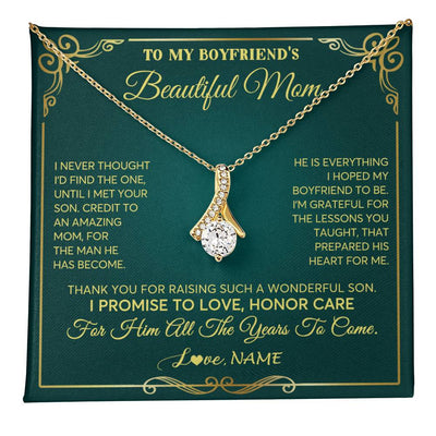 Alluring Beauty Necklace 18K Yellow Gold Finish | 1 | Personalized To My Boyfriend's Beautiful Mom Necklace From Daughter Thannk You Mother In Law Mothers Day Birthday Christmas Customized Gift Box Message Card | teecentury